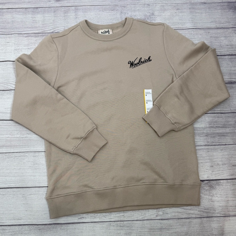 Woolrich Graphic 100% Crewneck Sweatshirt Boots Print Beige Size S - Picture 5 of 12
